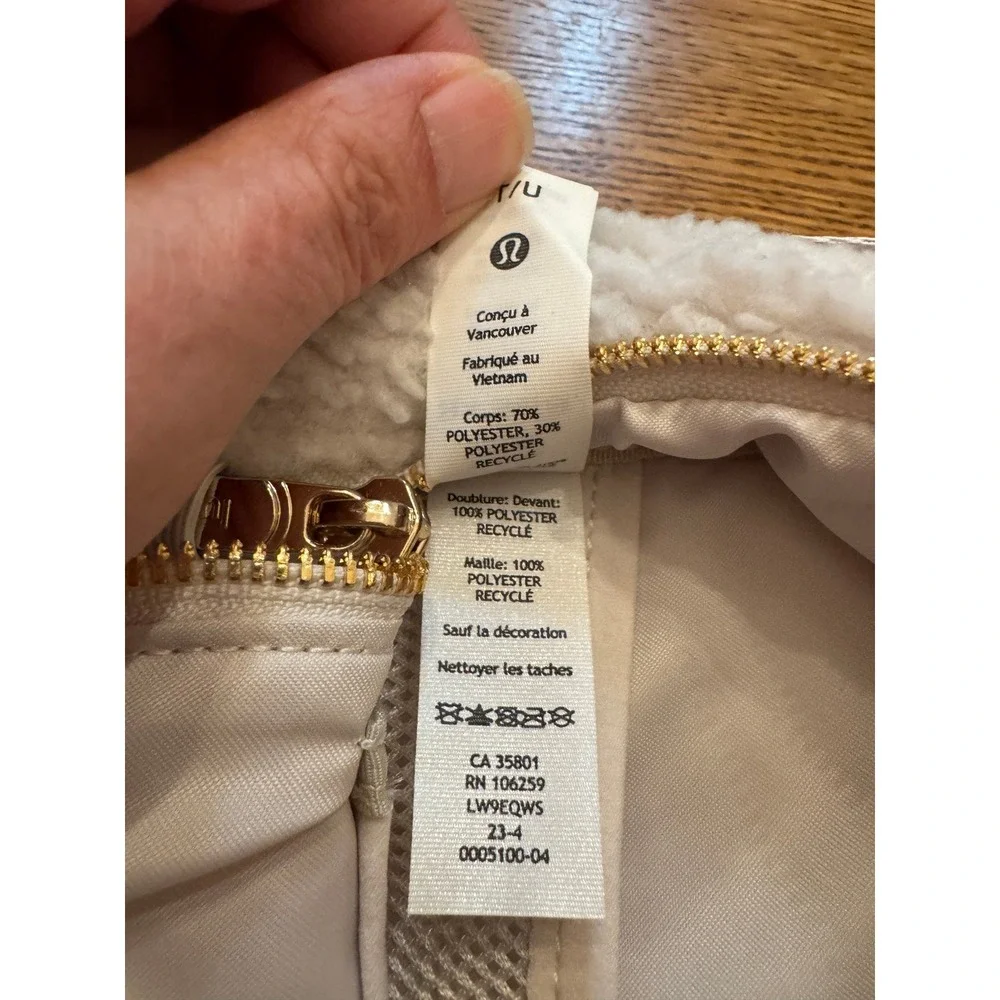 Lululemon Backpack Nano Women White Like New Fleece Sherpa Gold Hardware